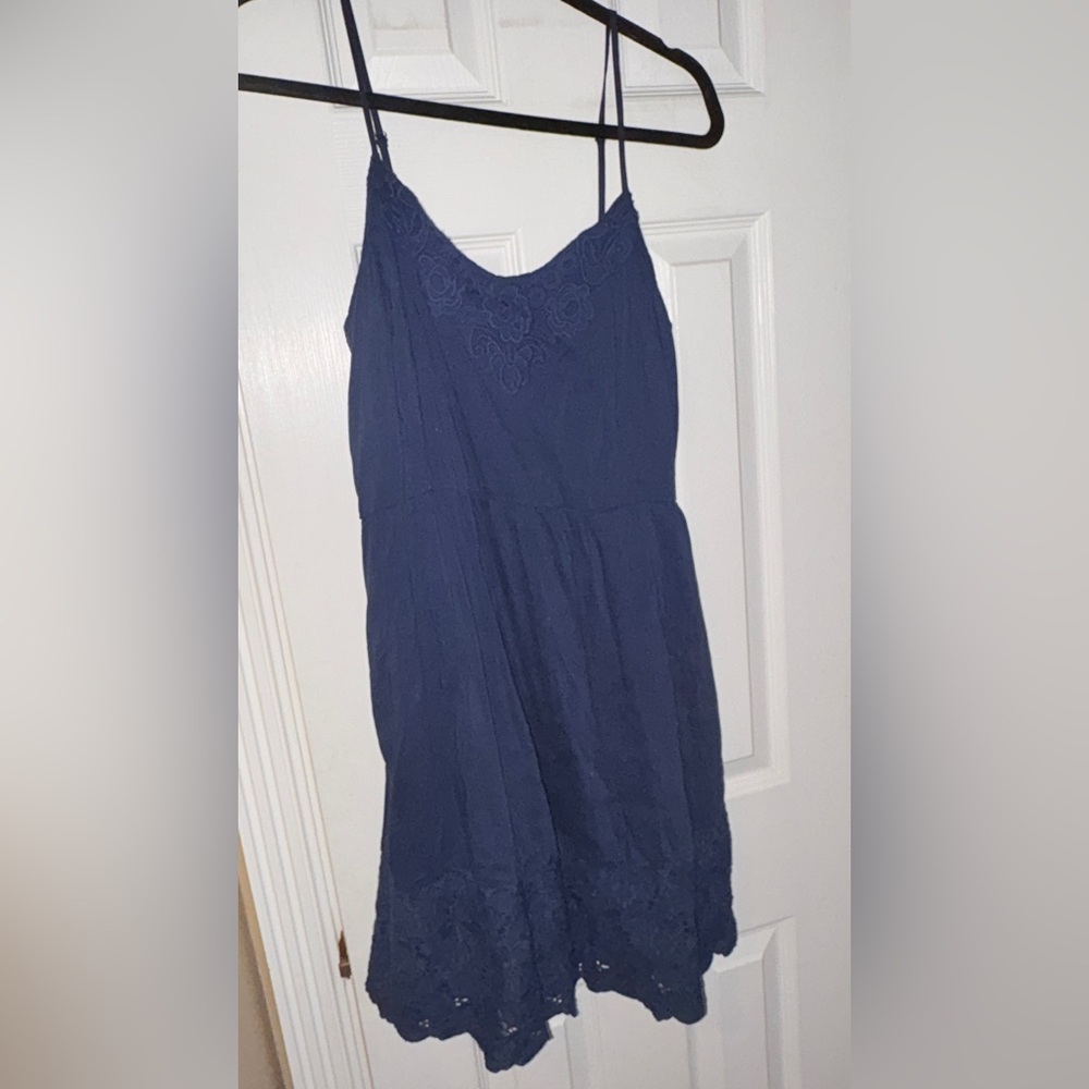 Abercrombie Navy Sleeveless Sundress with Embroidered Yoke size Large